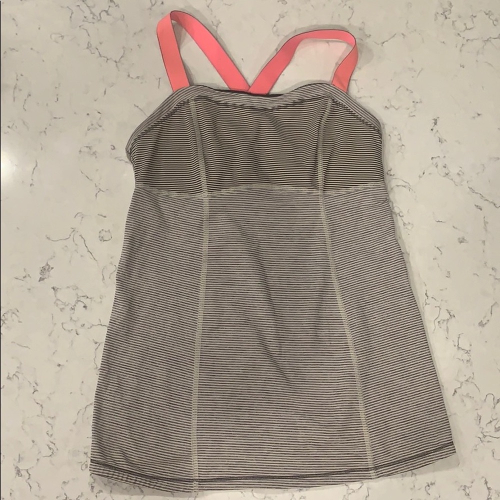 Lululemon neon with striped black tan tank
